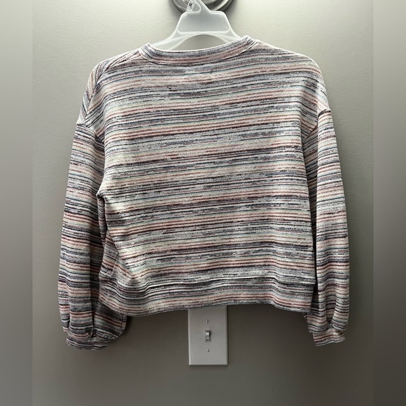 Madewell Bubble Sleeve Crop Top In Rainbow Strip Size Small - Picture 3 of 5